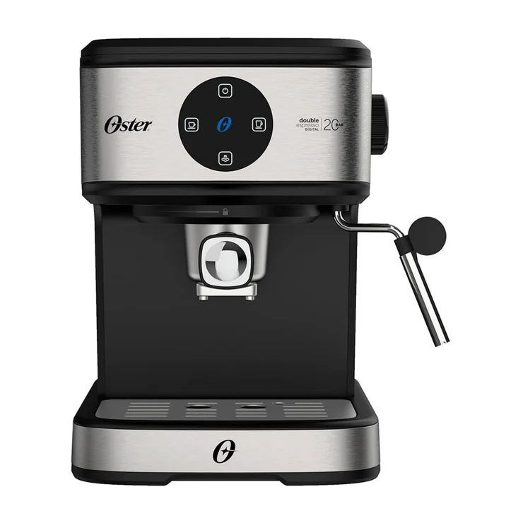 Cafeteira Oster Double Digital OCAF900 com porta-filtro e vaporizador, em imagem de divulgação.
