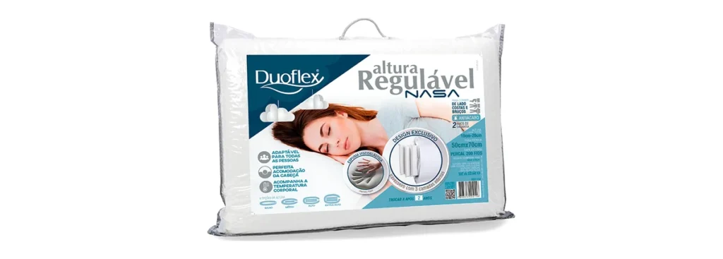 Travesseiro Duoflex Nasa de altura regulável RN1100 em imagem de divulgação da fabricante.